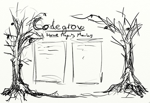 Koodilehto with a pair of trees